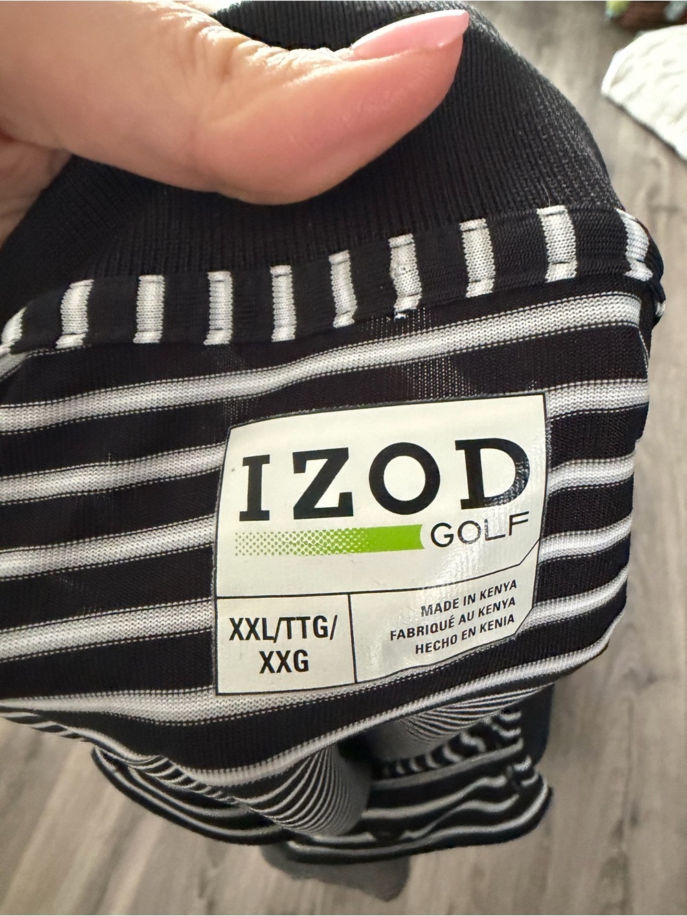 IZOD Golf Black White Striped Performance Polo Shirt XXL - Picture 5 of 5